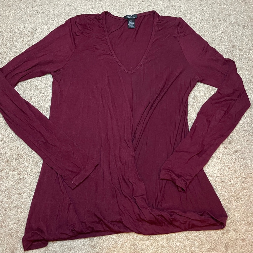 Burgundy Long Sleeve Top